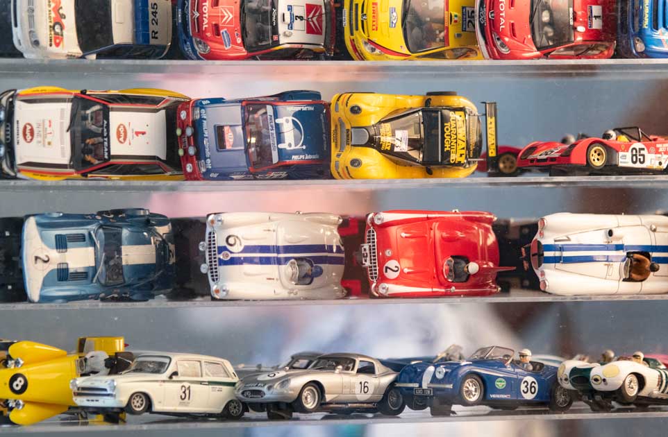 Detailed picture of Jim Cunningham's slot car collection